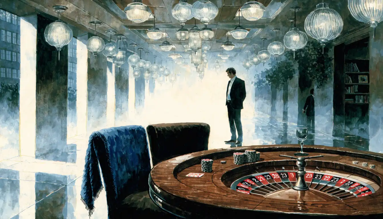 UK casino lounge with roulette table and chips