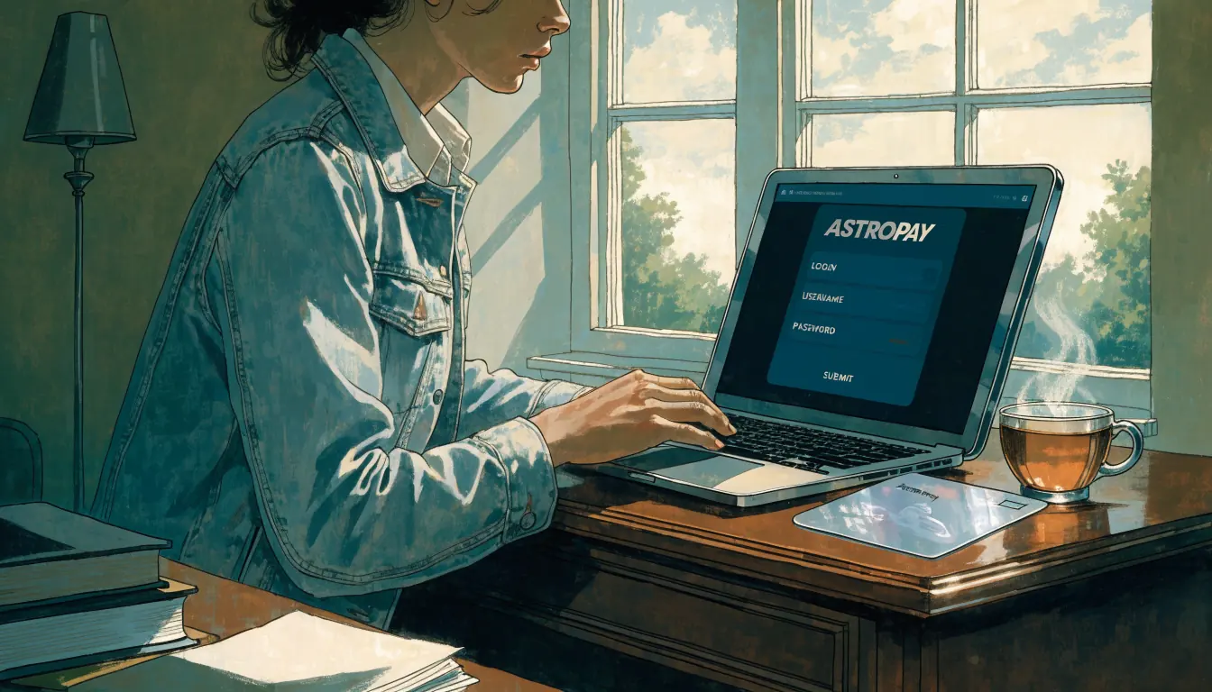User checking the cashier page on a laptop at a home desk with a prepaid card.