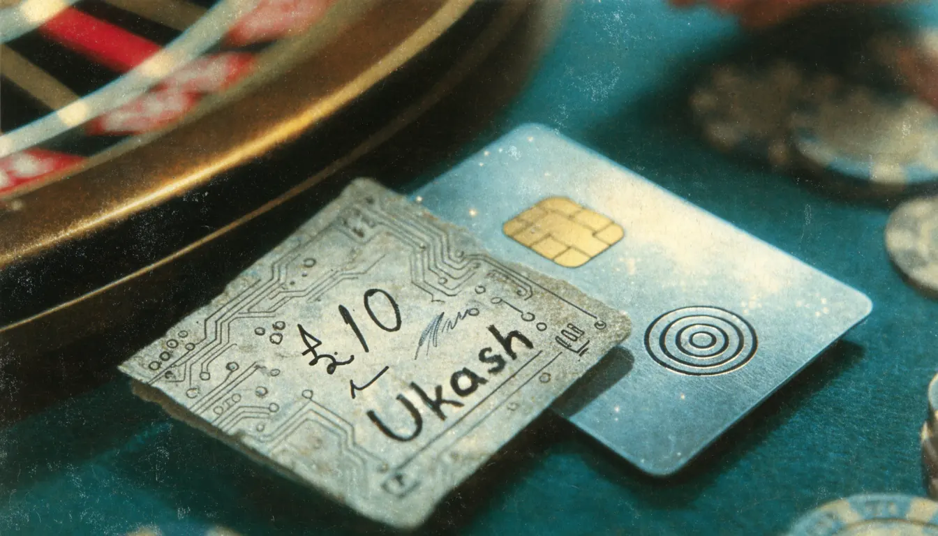 Old prepaid voucher beside a contactless card on a casino table