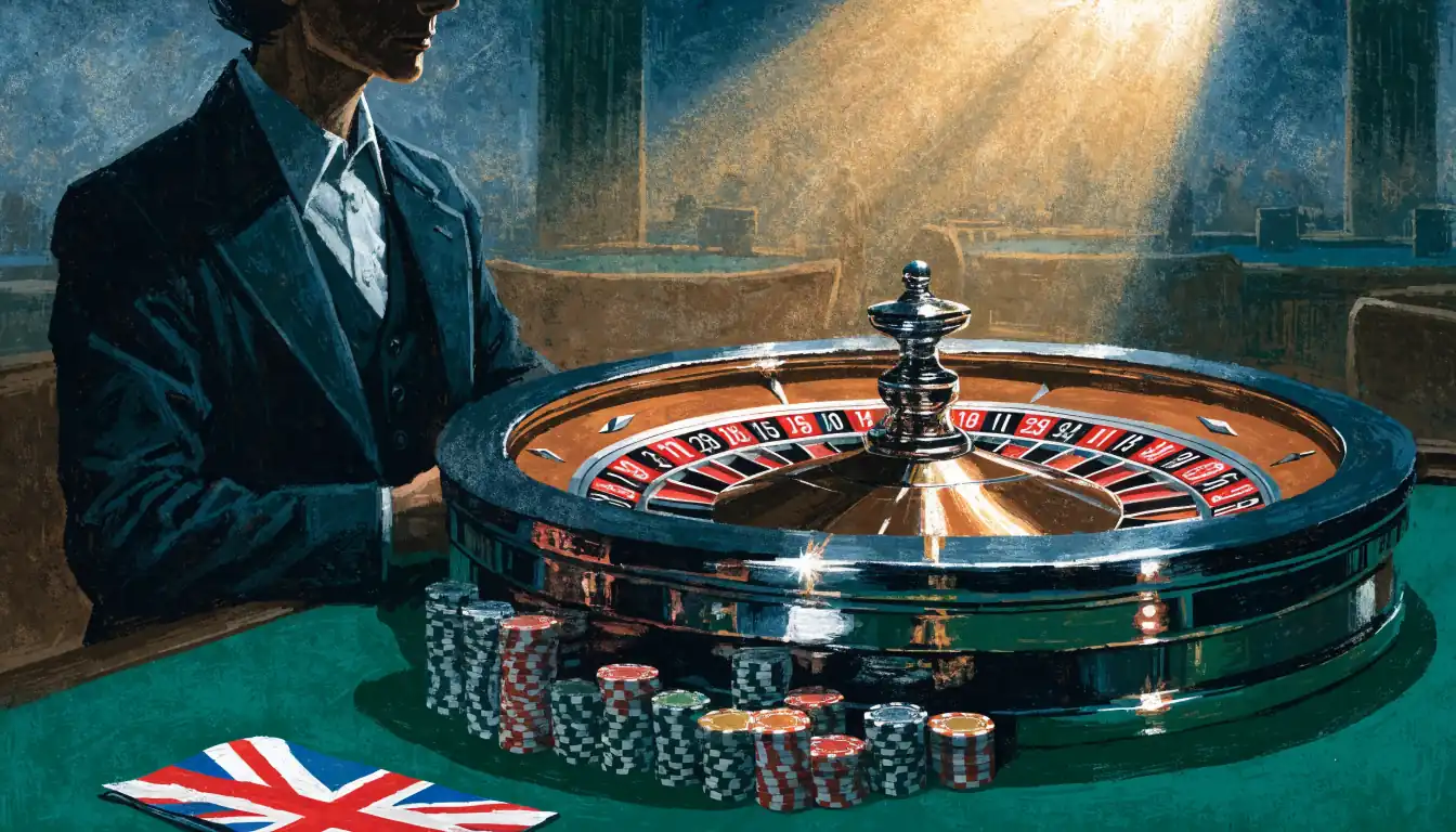 Live dealer roulette wheel in a UK studio setting